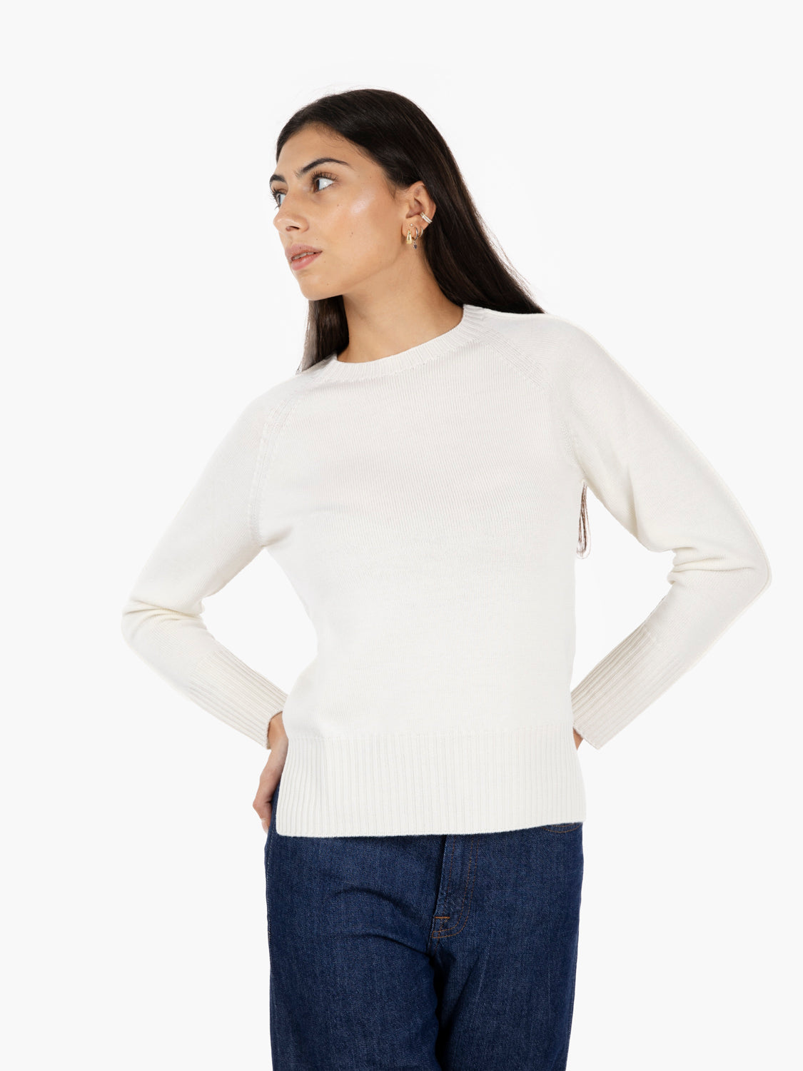 Maglione girocollo ecru