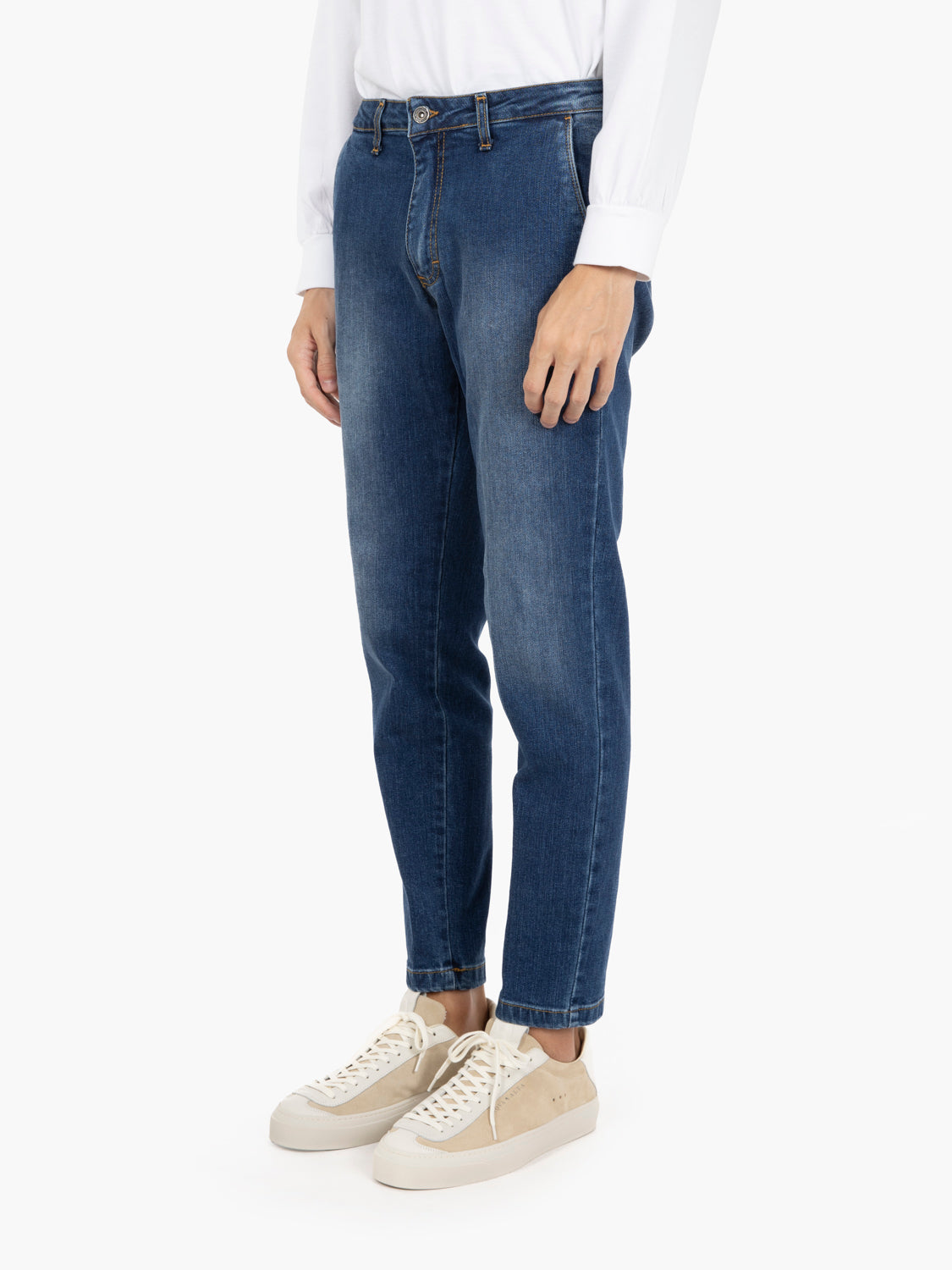 Pantaloni denim tasca americana one wash