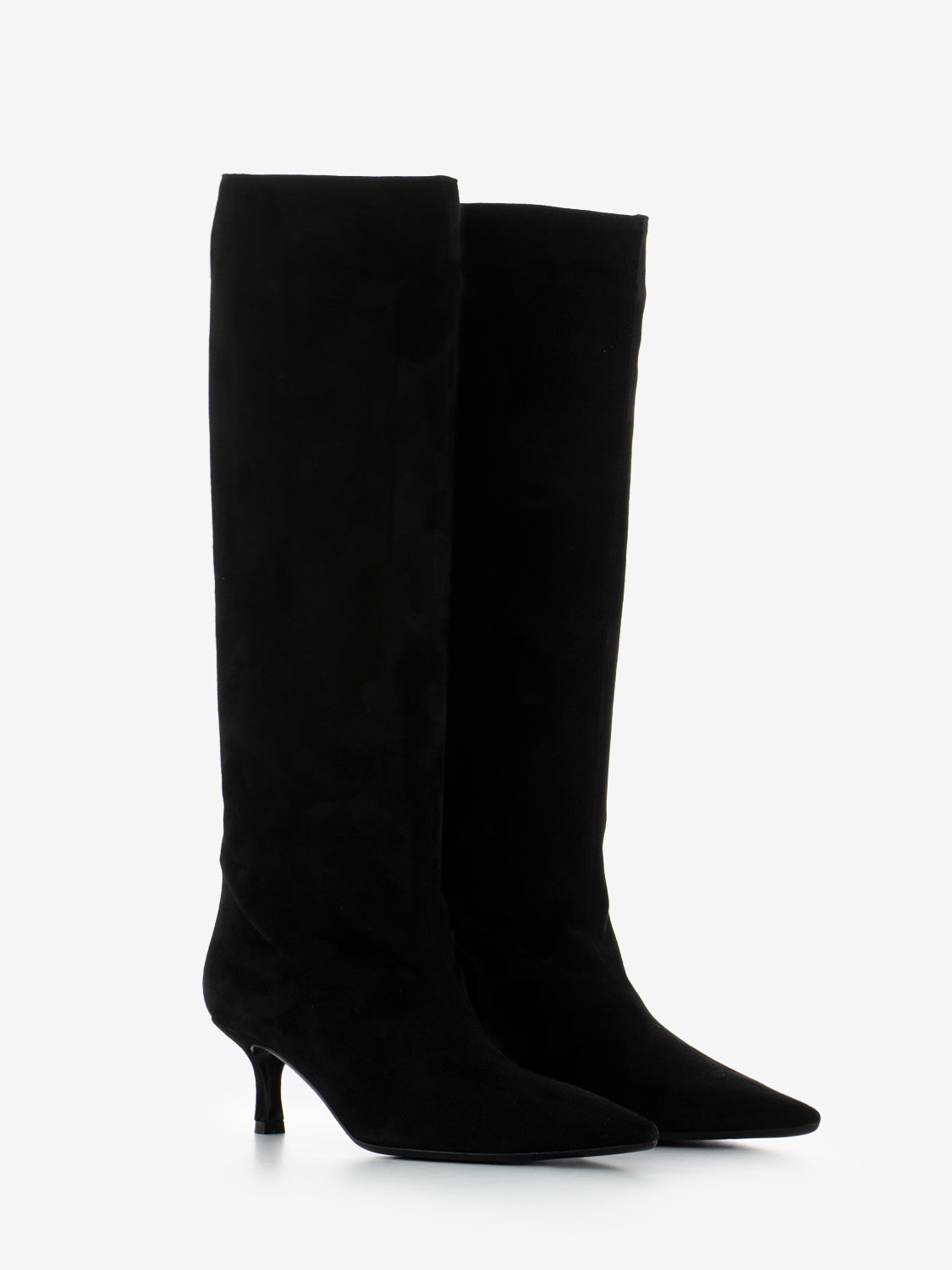 Stivali con tacco in camoscio nero