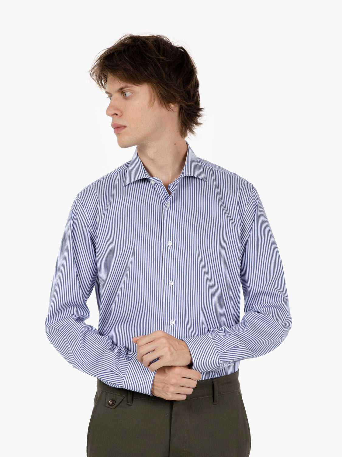 Camicia doppio ritorto a righe bianco / blu