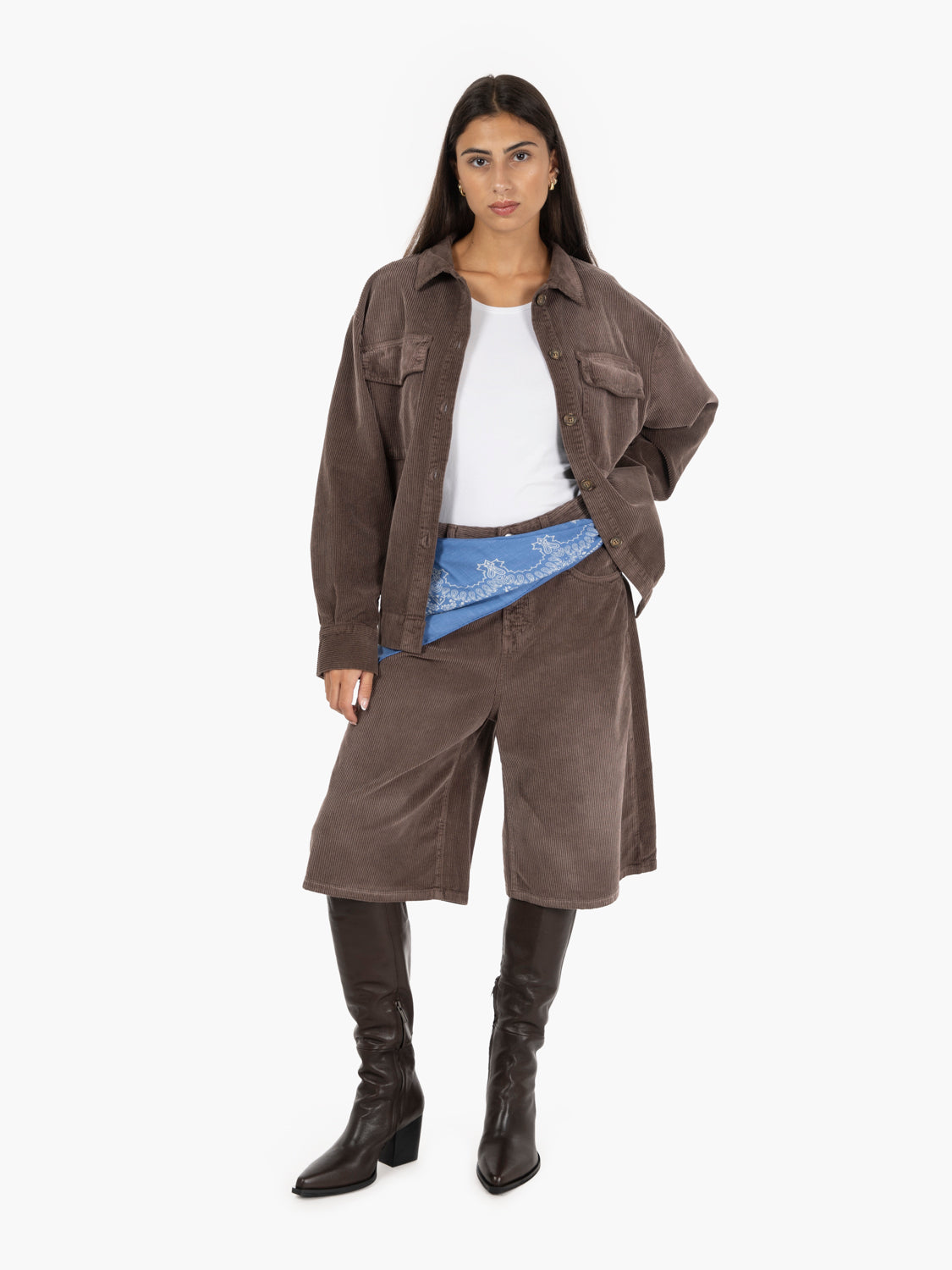 Giacca camicia in velluto a coste moro