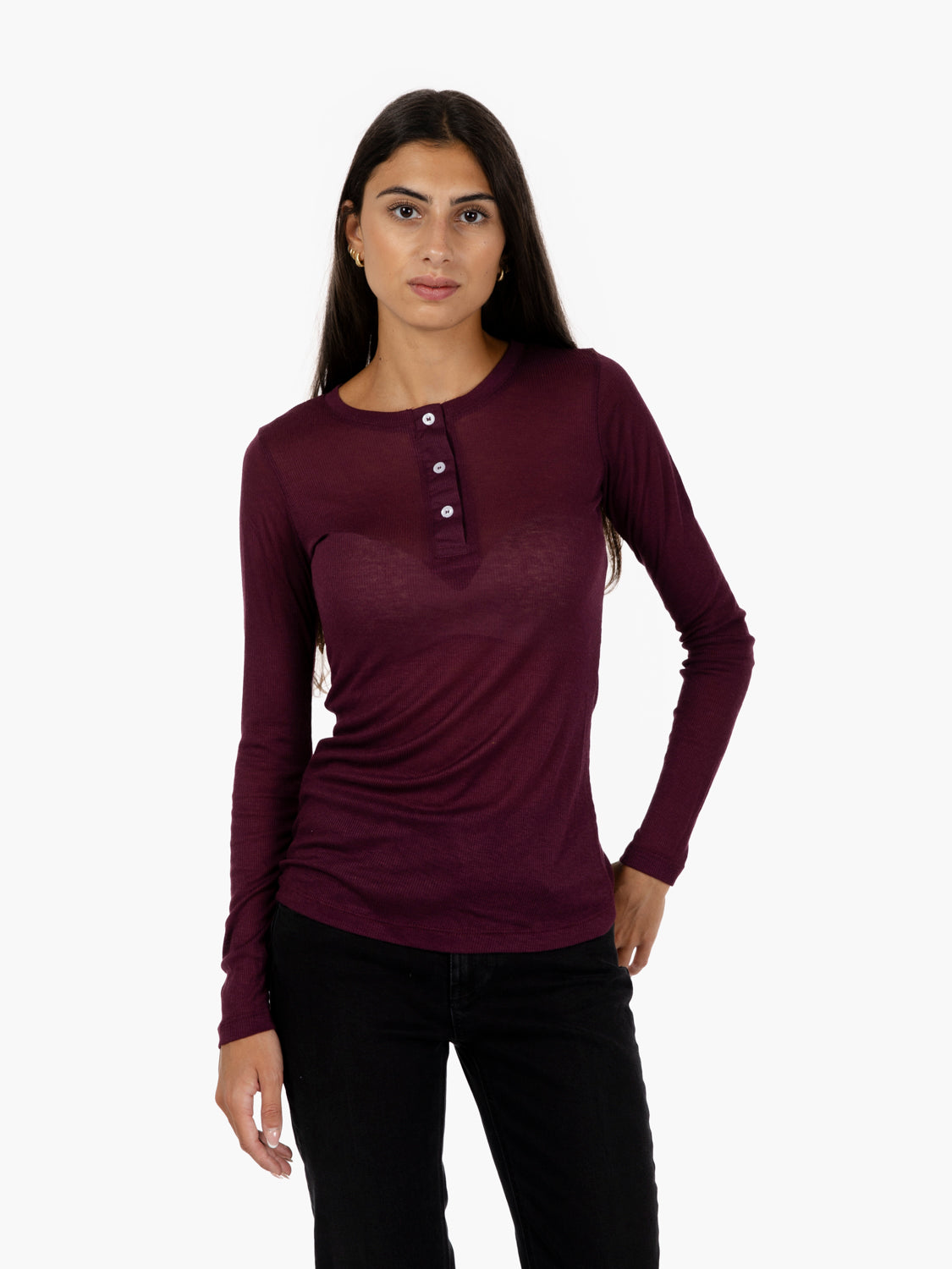 Maglia serafino misto cashmere bordeaux