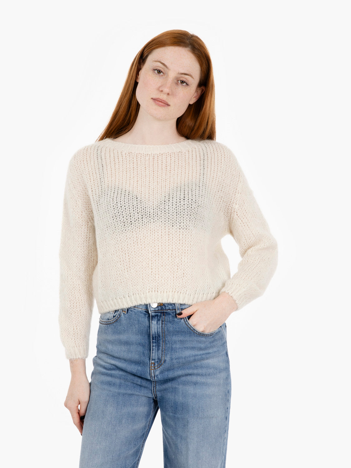 Maglioncino crop in lana bianco